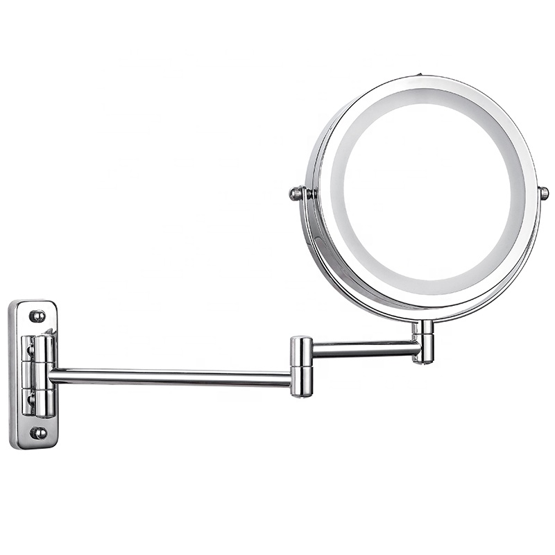 Hot sale hotel Bathroom Round wall mount LED Illuminated magnifying makeup mirror with Normal toggle switch