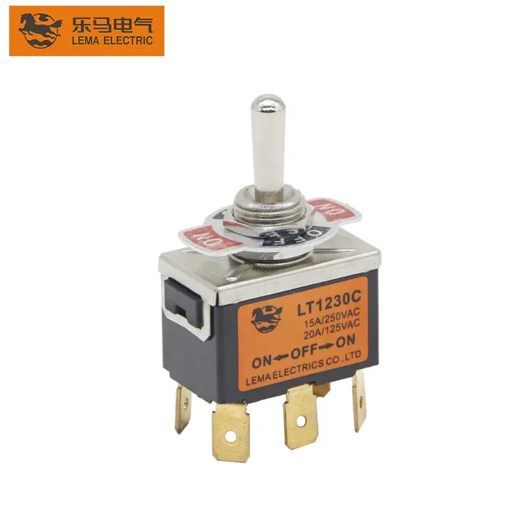 Lema LT1230C ON-OFF-ON 3 Position DPDT Heavy Duty Toggle Switch