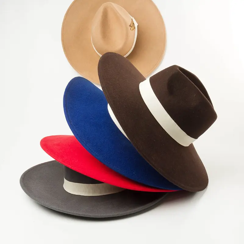 100% Wool Top Hat Women Wide Brim Fedora Hat Church Cap New