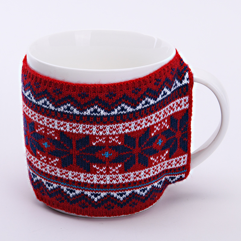 Y-Z Woven acrylic coffee cup tea cozy sleeve gift jacquard ceramic mug water cup warmer sweater