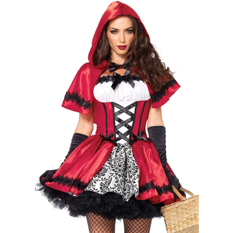 OEM/ODM 2021 Cosplay Gothic Red Riding Hood Plus Size Adult Halloween Costumes Sexy Women Dress