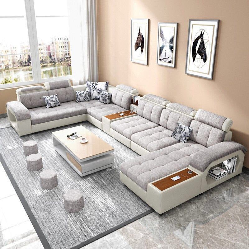 Modern Leather Sectional Sofa Set, Living Room Furniture, Modern Design Couch, Luxury U-Shape форме, благодаря чему создается ощущение невесомости с Sofa, other Living Room Furniture