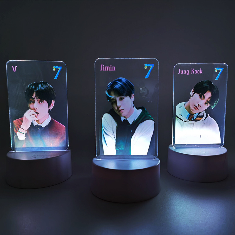 Bangtan Boys оптовая продажа Kpop Idol товар красочный Флэш карта души 7 Bangtan Boys акриловая подставка ночник настольная лампа