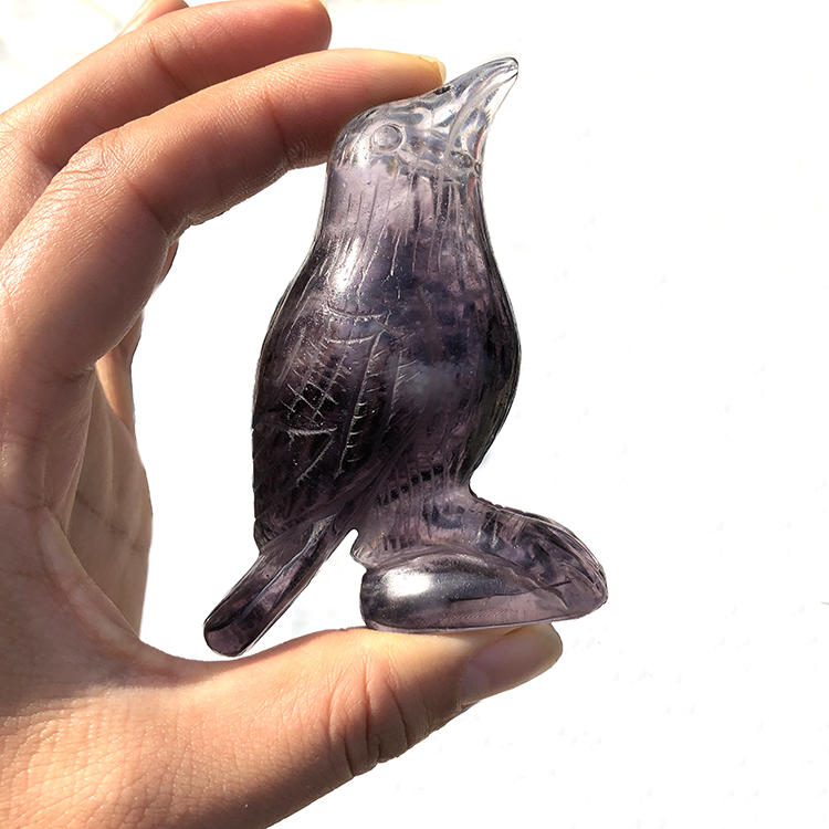 Factory Price Hand Carved Customized Natural Fluorite Quartz Crystal Birds