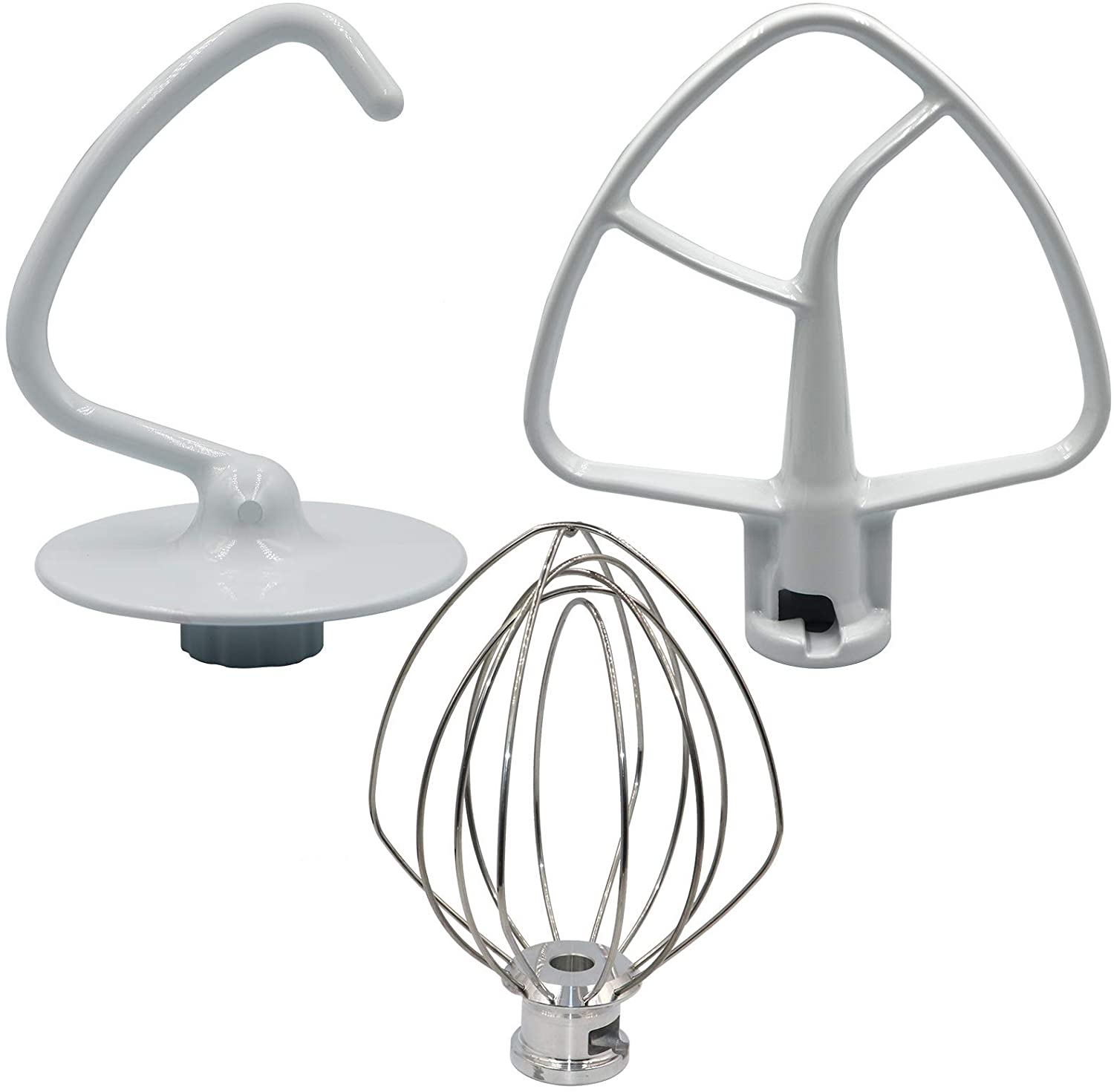 KSM150 смеситель комплект включает в себя K45WW & K45DH & K45B-K45DH крюк для теста, K45WW проволочный венчик и K45B покрытием на плоской подошве белое, 3 предмета в комплекте подставка смесители R