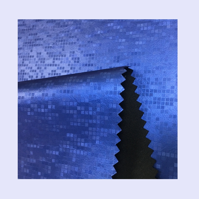 Shinny Blue Small Checks Coating Taffeta fabric for Winter Outdoor Downjackets