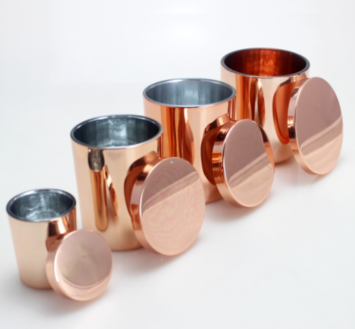 Best selling product copper jar rose gold glass candle jar with rose gold metal lid