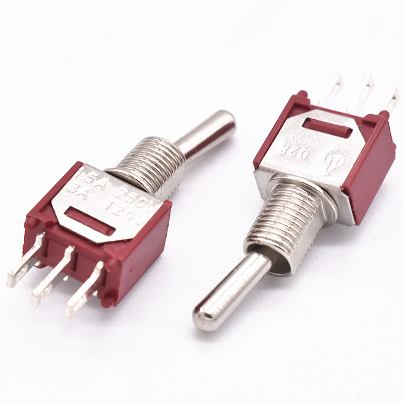 Металлический тумблер маленький Кулисный рычаг переключатель 3-pin 2-gear маленькая кнопка ВКЛ-ВЫКЛ 5 мм отверстие 1, 5a250v