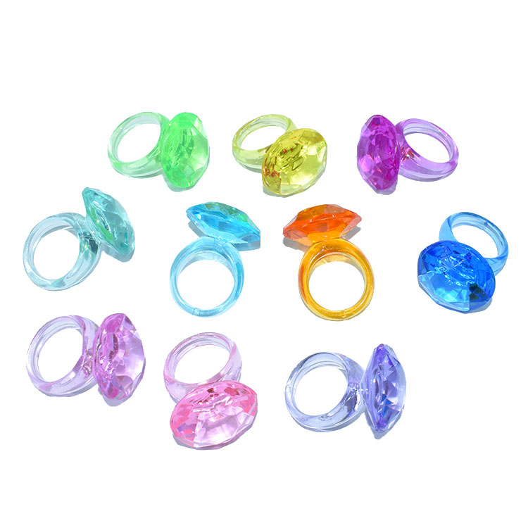 Find Treasure Digging Sand Acrylic Candy Color Round Princess Jewelry Plastic Diamond Ring