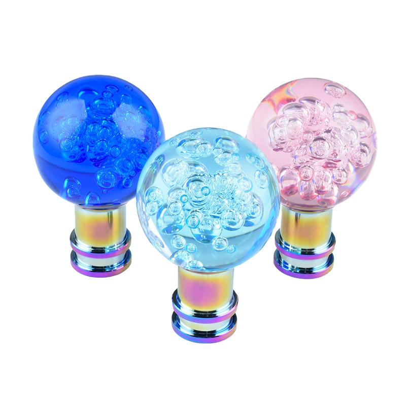 Round shape Universal Gear Shift Knob Manual Transmission Aluminum crystal bubble Knurled Shifter Lever Knob