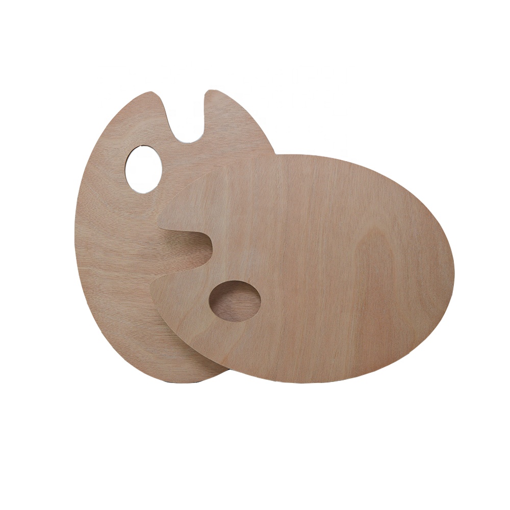 Oval-Shaped Artist Painting Palette Wood Paint Color Mixing Tray Wood Color Palette
