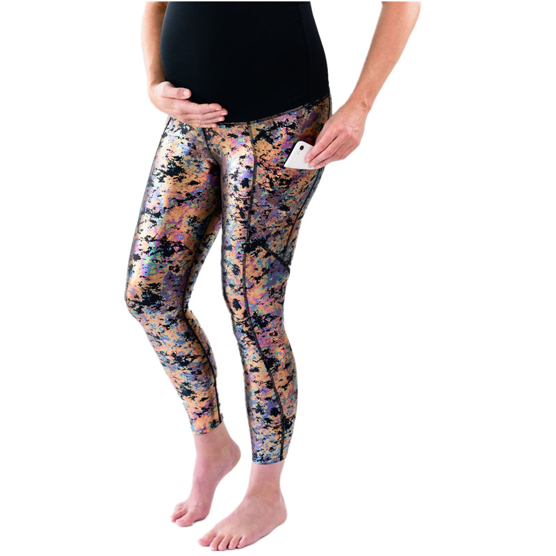 OEM ODM 2021 New Maternity High-Stretch Stitchings Over-Belly Foiled 7/8 Leggings Pregnancy Pants