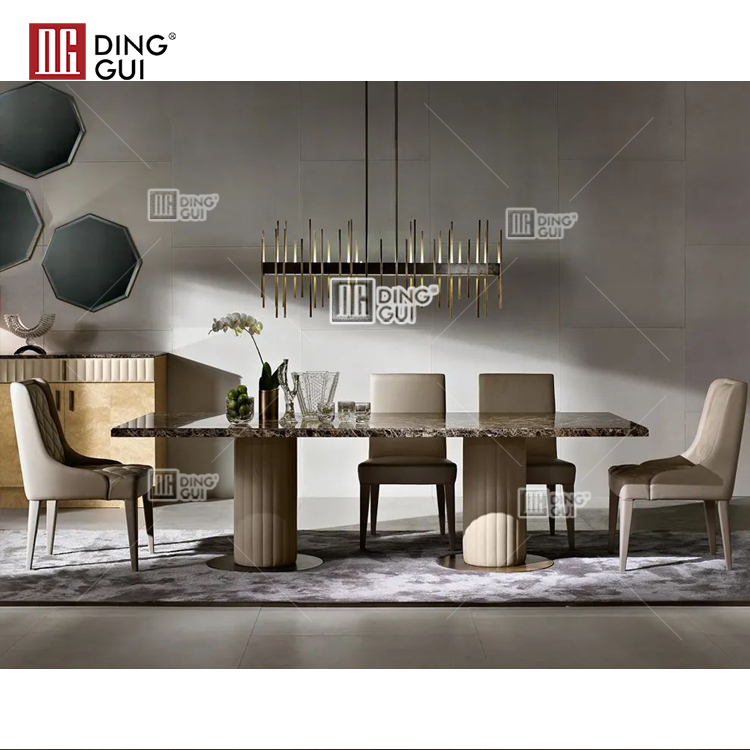 2021 Newest Modern dinning table wooden set dining room furniture marble