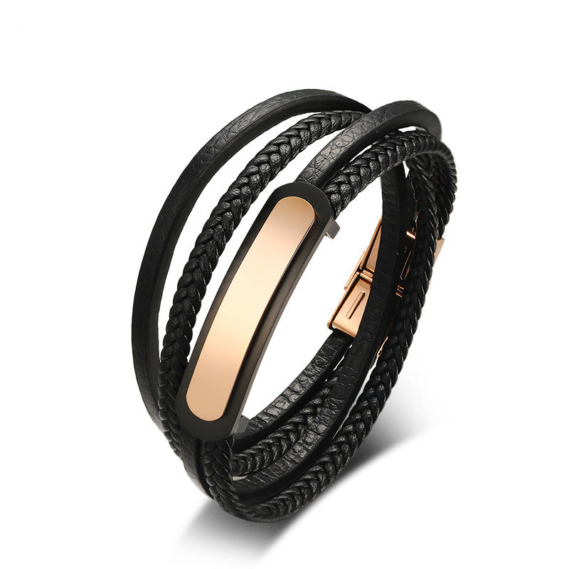 Yiwu Meise Stainless steel men's leather bracelet