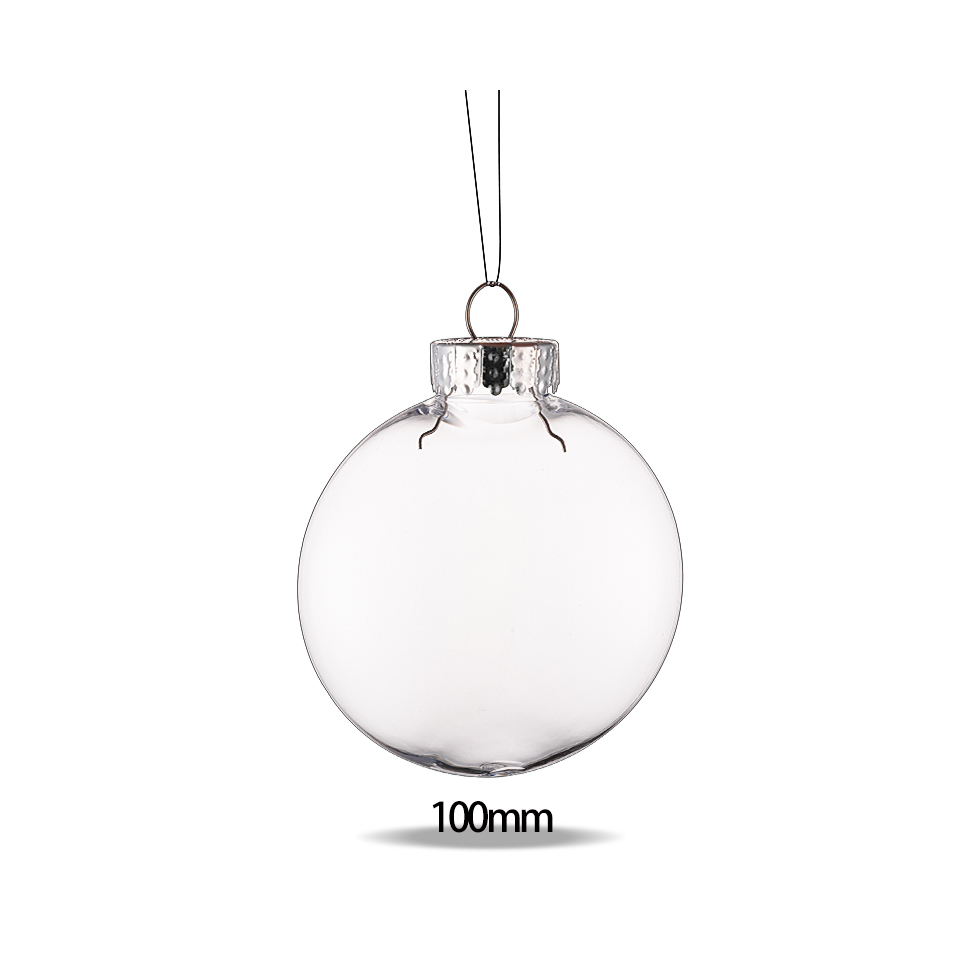Factory PET PCR RPET 100MM clear transparent flat ball christmas tree decorations balls