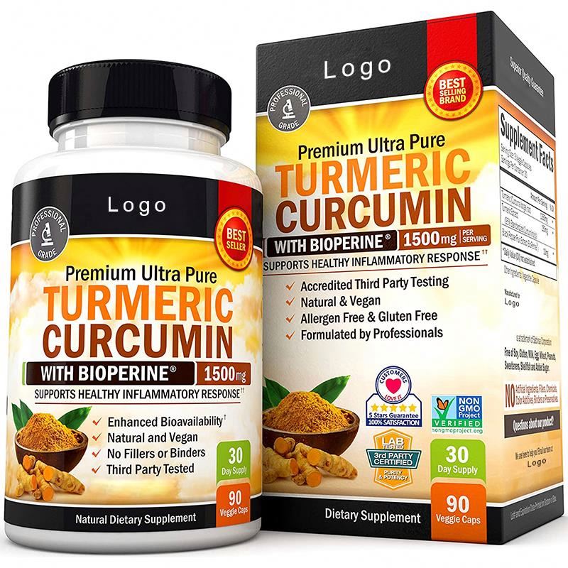 Amazon Top Sell Private Label Turmeric Curcumin Providing Energy Bioperine Turmeric Capsules