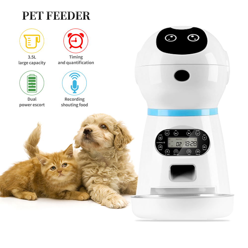 Smart robot 3.5L Voice Record LCD Timer Cat Dog Pet Food Bowl Supplies Smart Automatic Dog Pet Animal Feeder