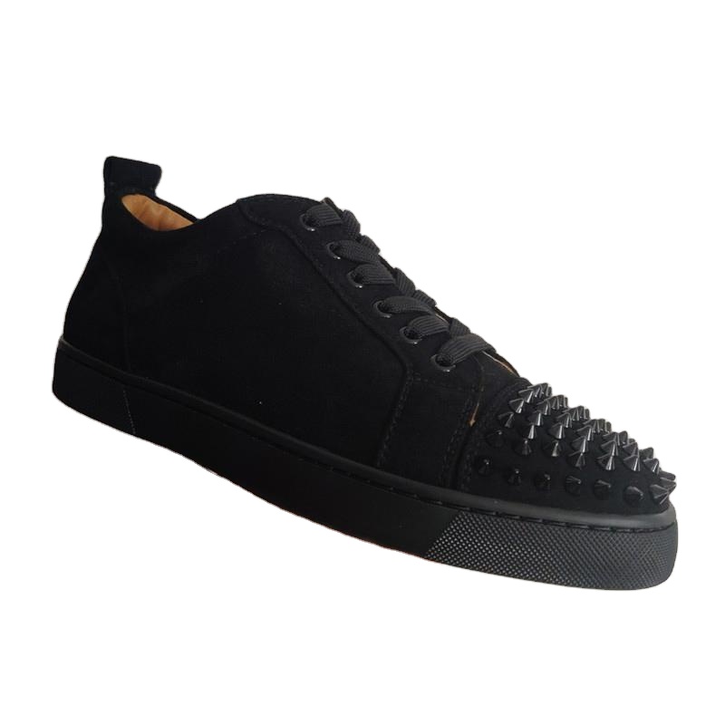 2021 Red Bottom Low Cut Spikes Flats Casual Shoes Black Blue Suede Silver Diamond Top Quality Men Women Sneakers With Box