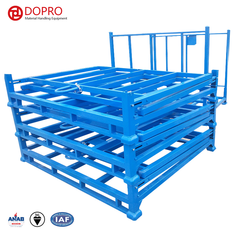 Euro outdoor steel material 4way stack metal iron folding storage pallet textileTransport racks for fabric