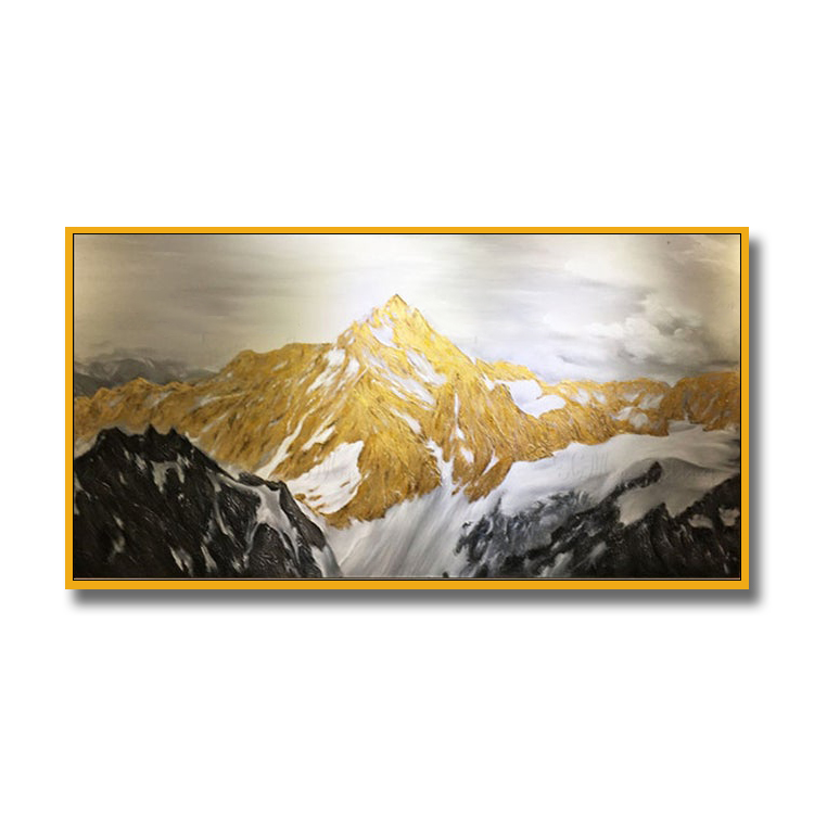 Handmade Foil Mountain Decoration Large Oil Gold Wall Huge Canavas Painting Art