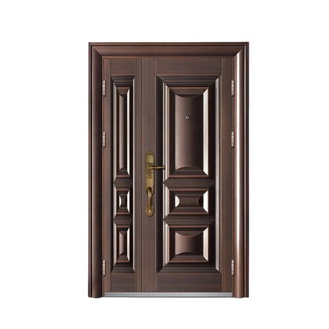 Factory wholesale good quality luxury design american style exterior steel security entry metal house main door for villa