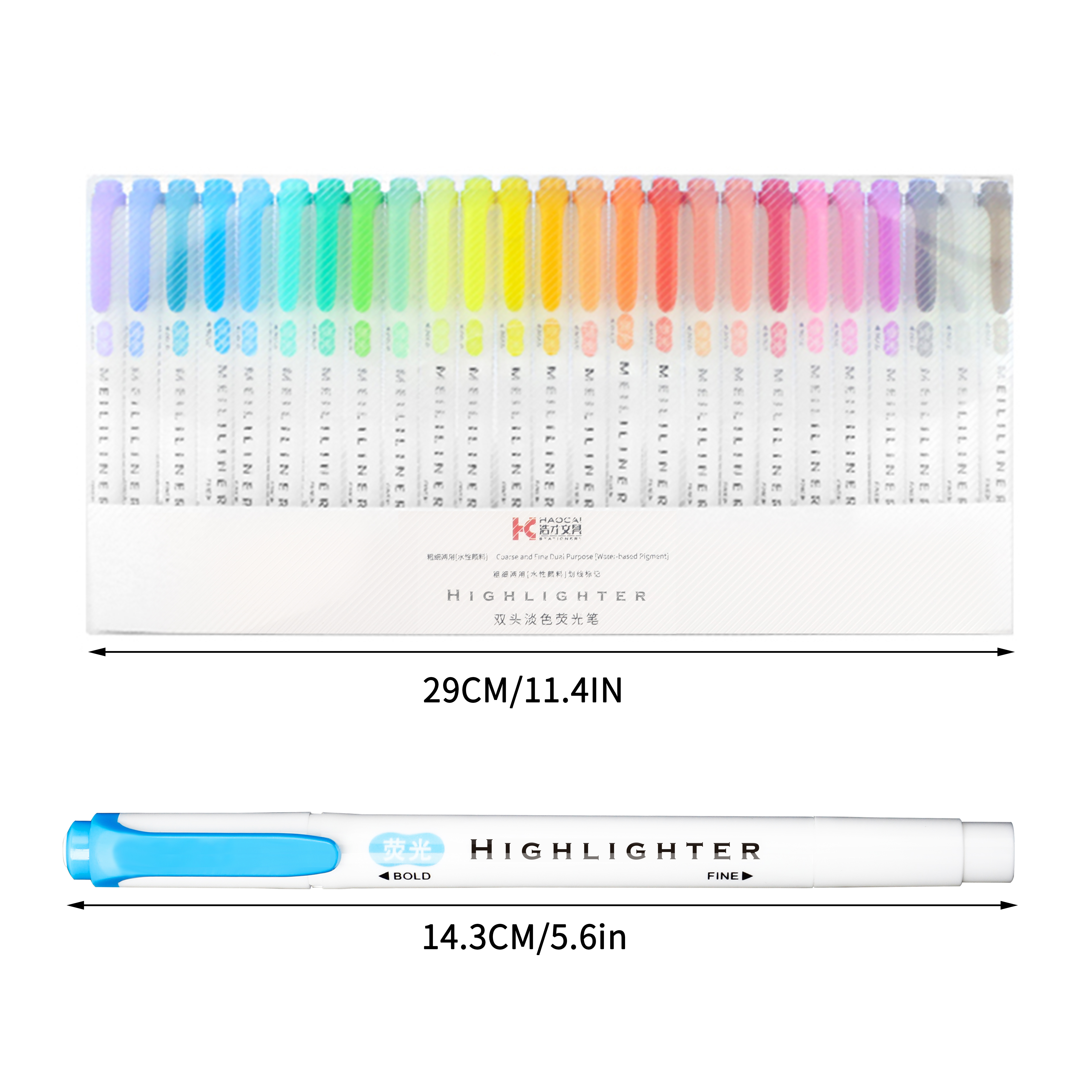 Best selling 25 Colors Custom Dual Tips Highlighter Pen Marker Colorful Pastel Drawing Pens