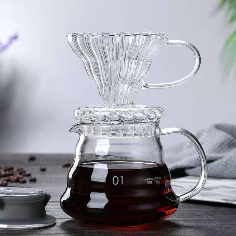 Resistant Pyrex High Borosilicate Turkish Arabic Barista Cloud shape Teapot Infuser Kettle Set Glass Coffee Pot