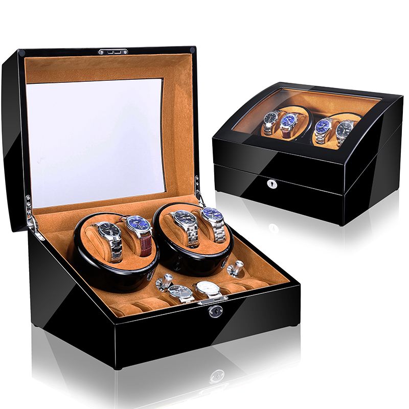 Time partner 2021 high quality glossy exterior wholesale orbit wood luxury modern automatic 4+6 Watch winder box