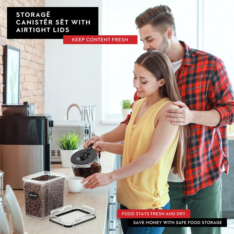 8 pack airtight food storage container set airtight container with lid kitchen storage jar
