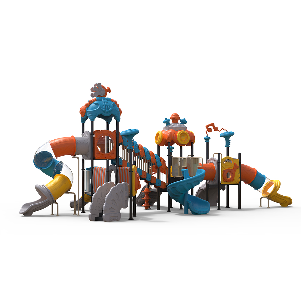 High quality children's outdoor playground climbing daycare baby plastic slide swing set