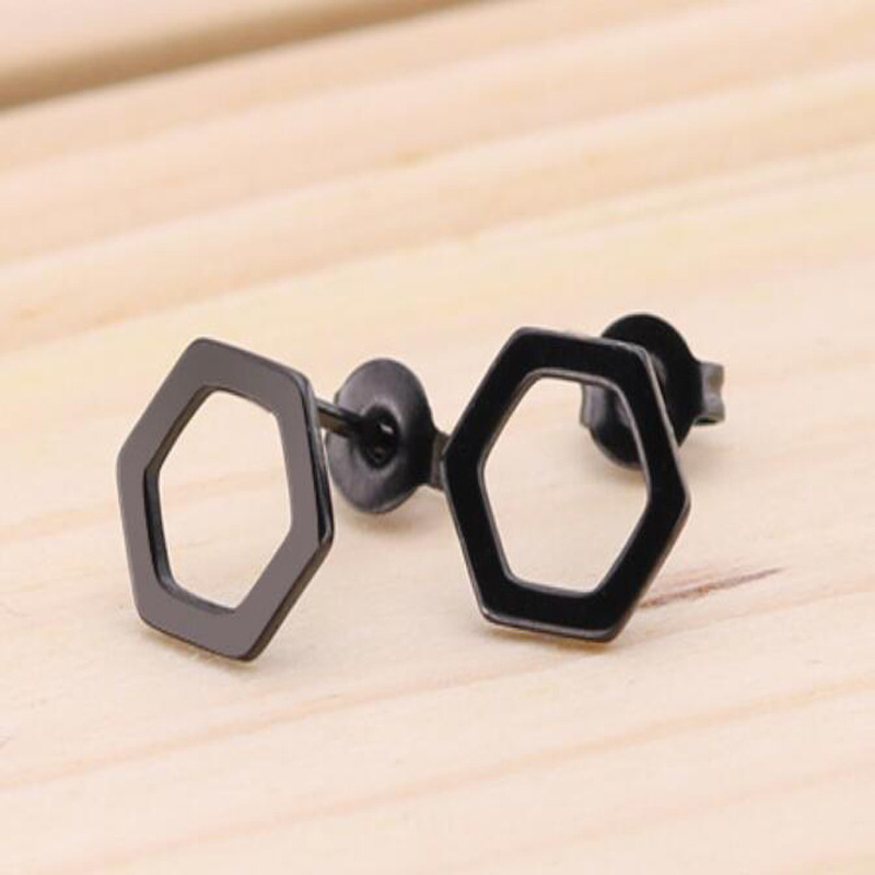 Personality Hollow Hexagon Stud Earrings High Quality Simple Stainless Steel Stud Earrings