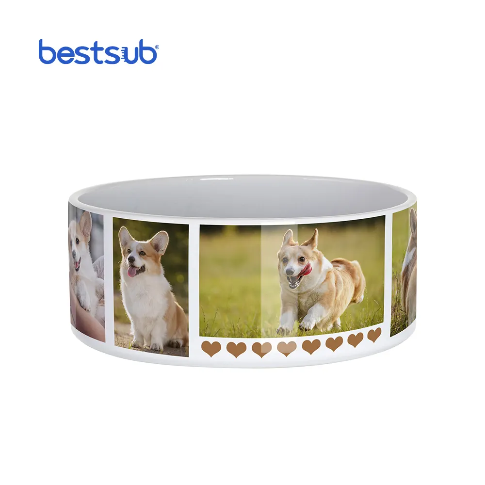 BestSub Wholesale Custom Sublimation Blanks Ceramic Printed Dog Bowl
