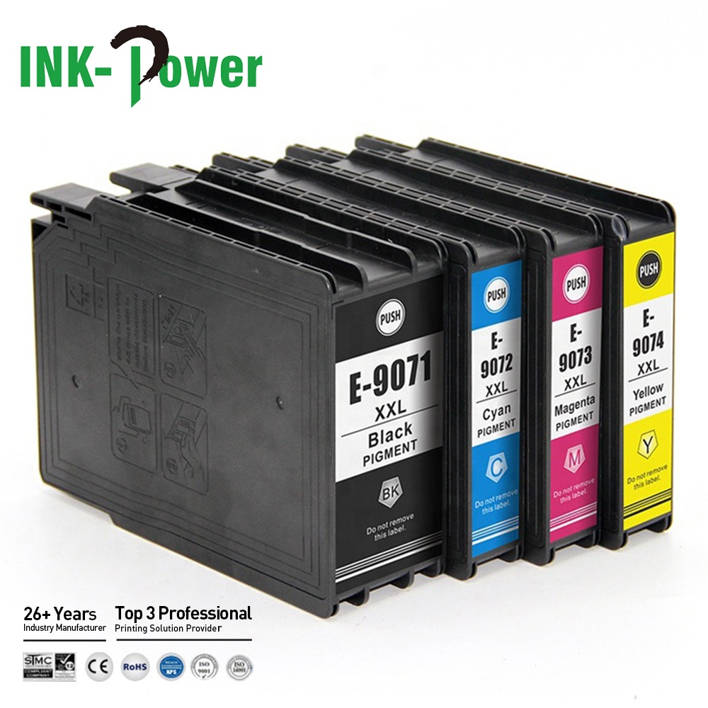 Картридж чернильный совместимый с цветными струйными чернилами INK-POWER T907, T9071, T9072, T9073, T9074 для принтера Epson Pro 6590DWF