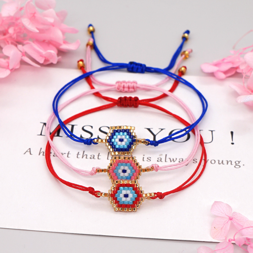 Minimal ethnic retro style lucky eye bead jewelry Miyuki seed beads bead pure hand woven small bracelet