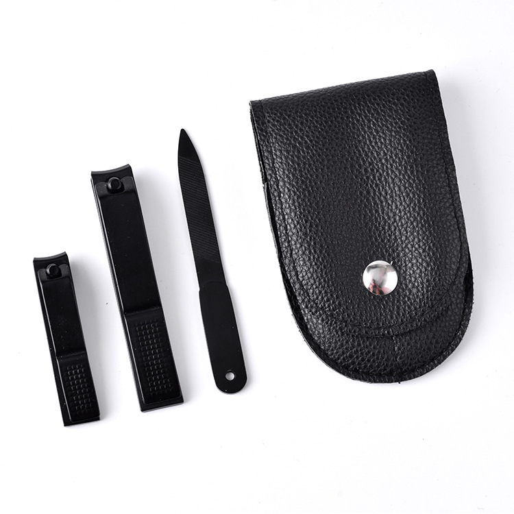 3 Pcs/set Black Stainless Steel Fingernails & Toenails Clippers & Nail File Sharp Nail Cutter Nail Clipper Set