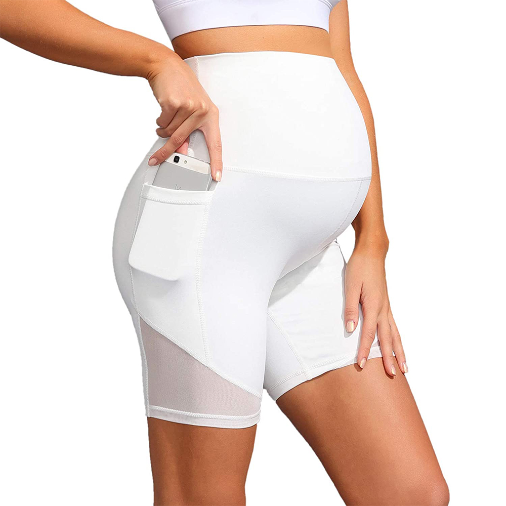 2021 new syyle Women's Maternity Side Mesh Yoga Shorts Summer Workout Active Shorts with pockets