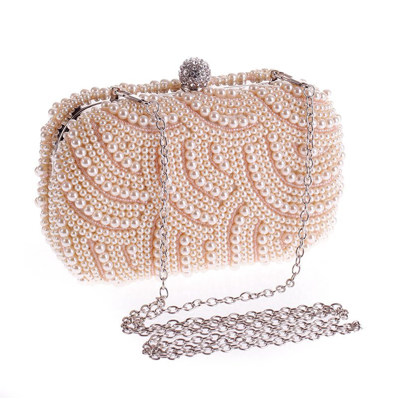 New Pearl Clutch Purses For Women Evening Bags And Clutches Wedding Prom Party Handbag Night Purse with Short and Long Chain