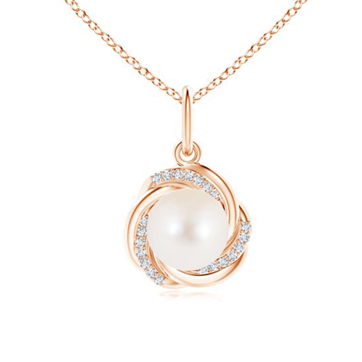 9K/10K/14K/18K Gold 8mm Round Freshwater Pearl Pendant Necklace July Birthstone Pendant