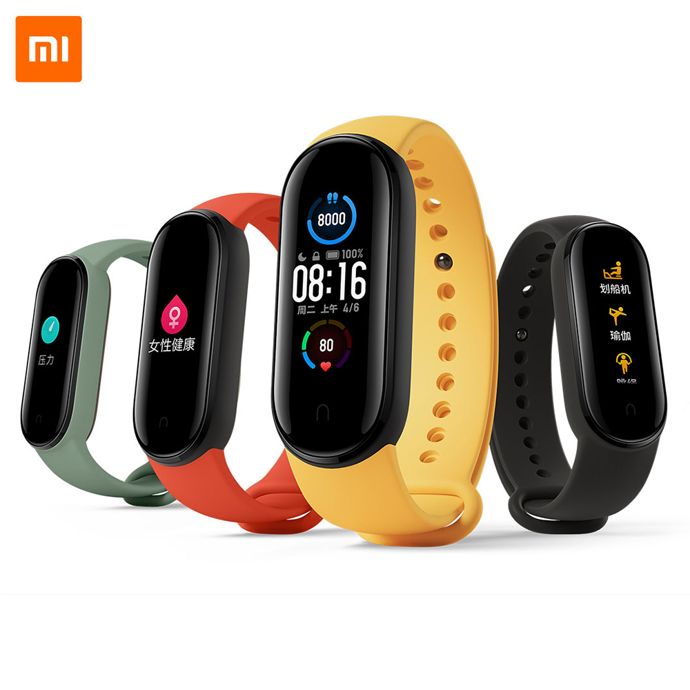 Умный Браслет Xiaomi Mi Band 5 фитнес-Браслет Магнитная Зарядка 24 часа в сутки для отслеживания сердцебиения во время сна REM сон шаг плавание отслеживание спортивной активности напомнить сигнализации Mi 5