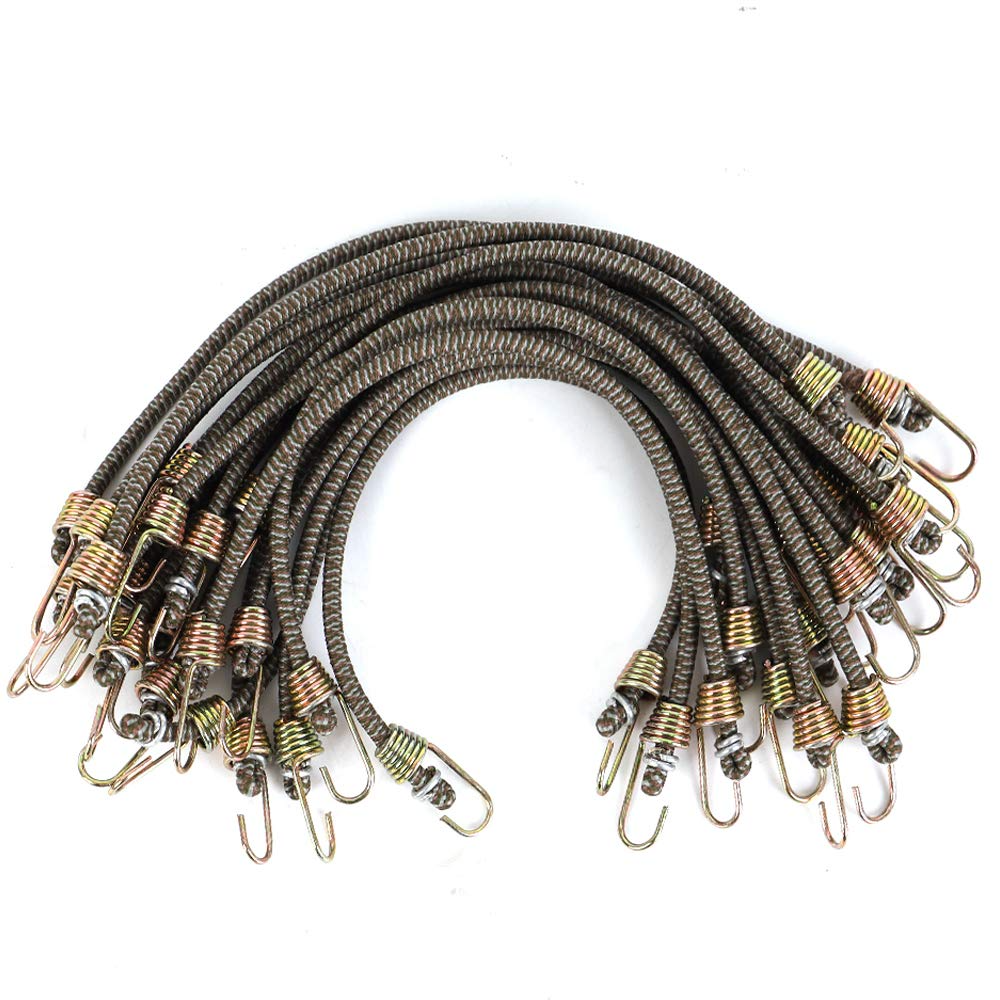 20pcs Elastic Cord Camouflage Bungee Cord Set with Hooks Mini Customized Bulk Packing Break polyester