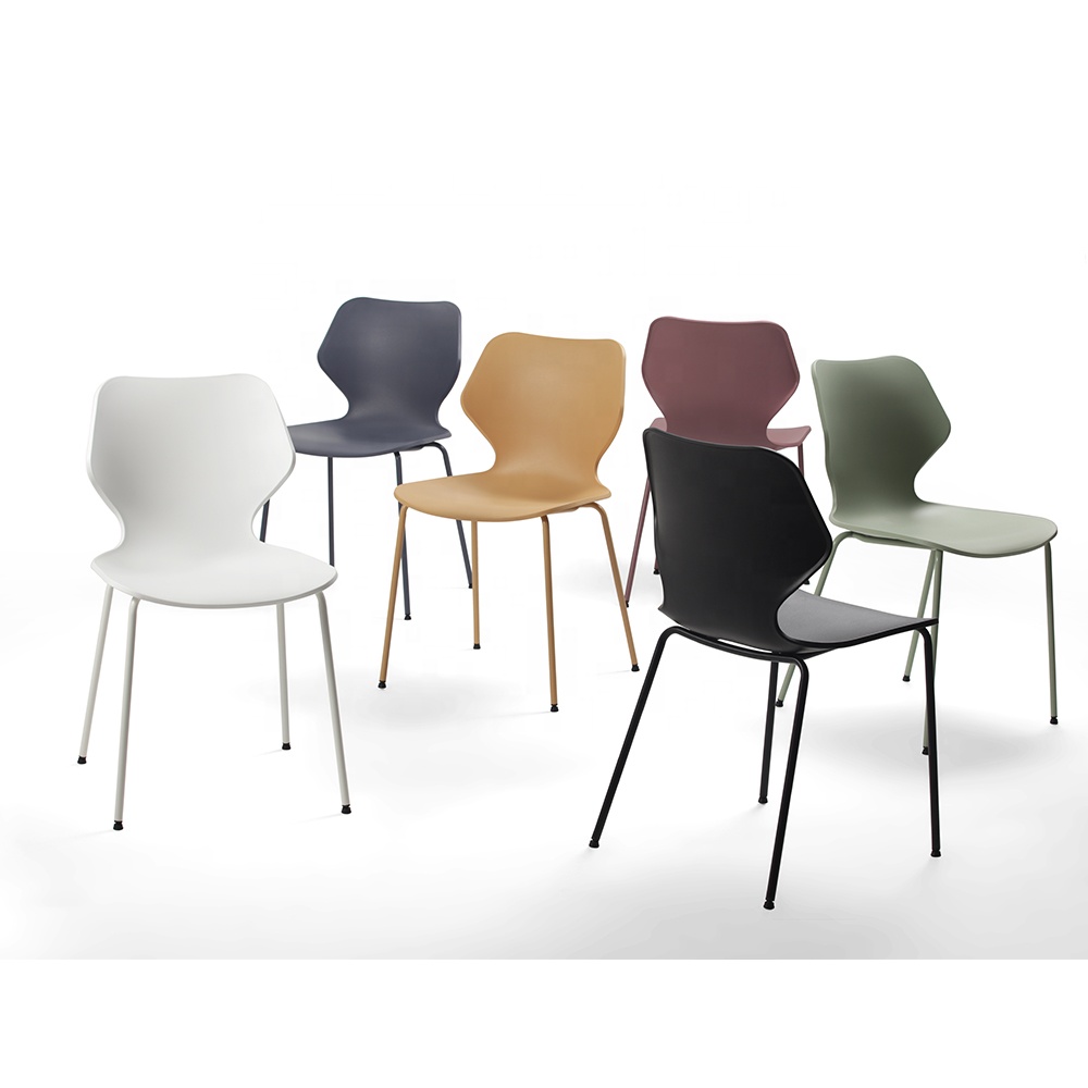 Fast Dispatch OEM ODM High Back Steel Leg PP Body Plastic 6 Dinning Chairs Set