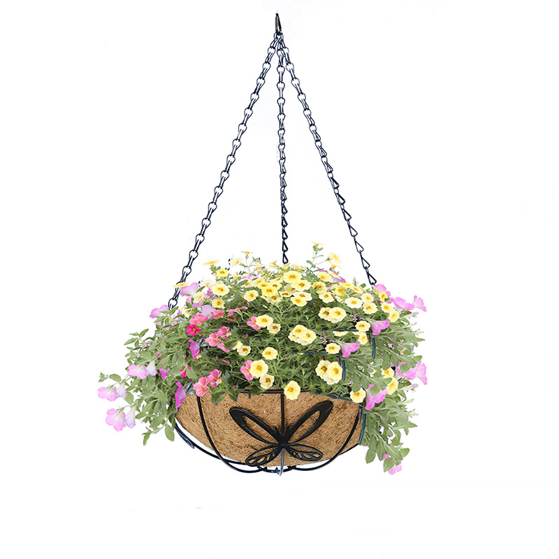 10-14 Inch Coconut Palm Hanging Baskets Art Wall-mounted Flower Basket Balcony Flowers Grass Plant Vegetables Flower Pots