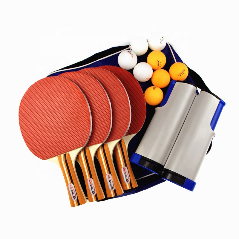 Набор весл для настольного тенниса для отдыха, PingPong-4 Премиум летучих мышей 8 шариков ABS 1 Выдвижная сетчатая подставка, сумка для переноски