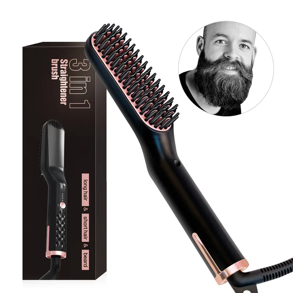 multifunctional beard straightener comb electric hair straightening brush
