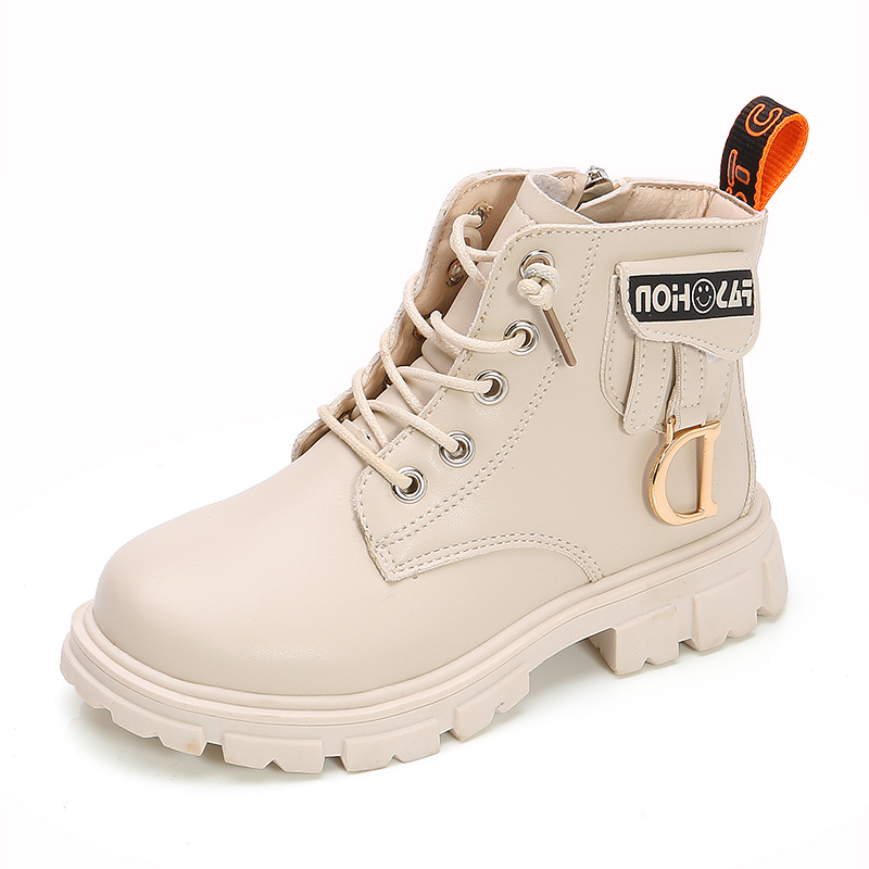Wholesale Factory Thermal Rubber Kids Girls Children Pu Leather Martin Plush Warm Winter Boots