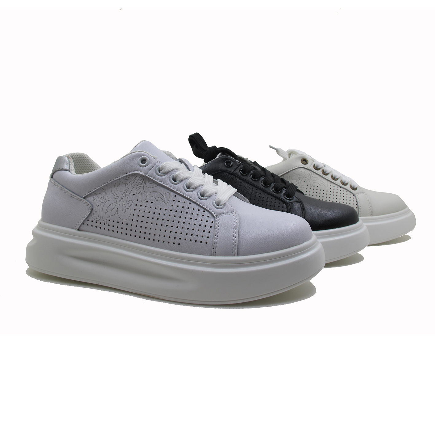 women causal sports leather shoes 2021 lace up comfortable thick light sole