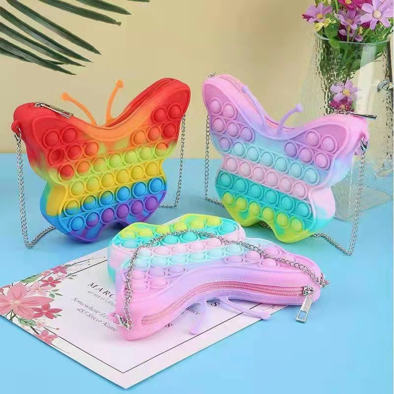 Большая игрушка-антистресс, сумка для книг Jumbo Cartera Popit, сумка-бабочка, рюкзак, кошелек, единорог