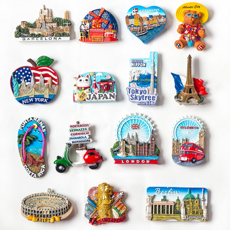 Inspirational 3D Mini Multiple Countries Beach Souvenir Fridge Magnets