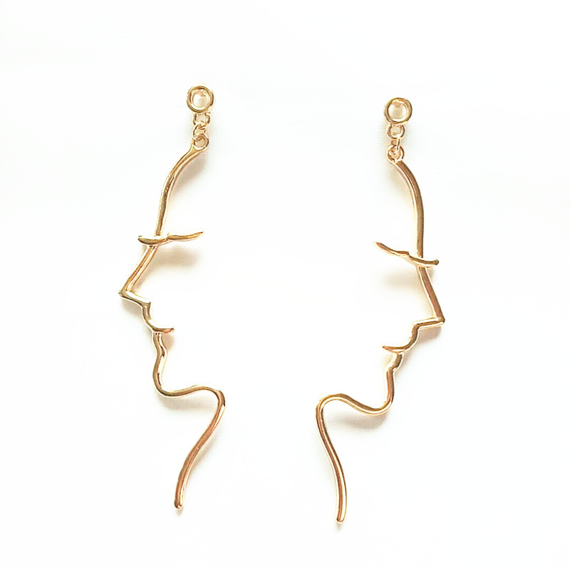 Fashion Abstract Hollow Out Face Dangle Earrings For Women Statement Long Drop Earrings Jewelry Earrings boucles d'oreille
