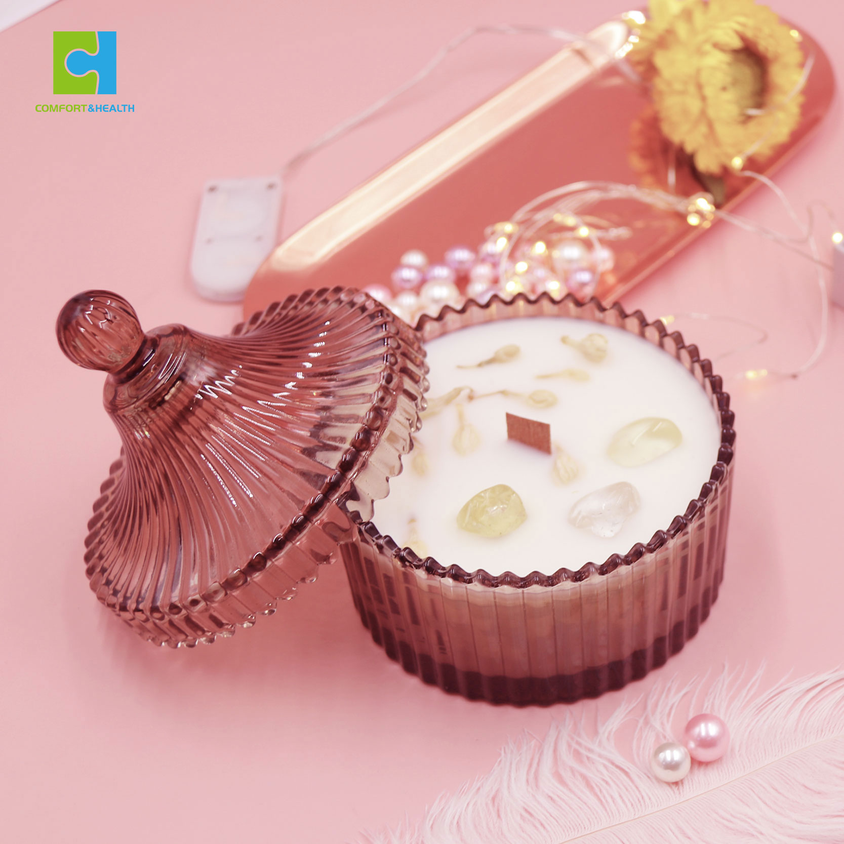 Amazon Hot Sale Manufacture Colorful Christmas Candle Jar with Customized Design